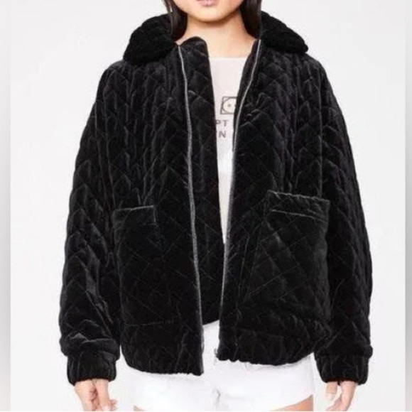 I.AM.GIA | Contraband Quilted Velvet Jacket in Black Midnight Size Large - Picture 2 of 13